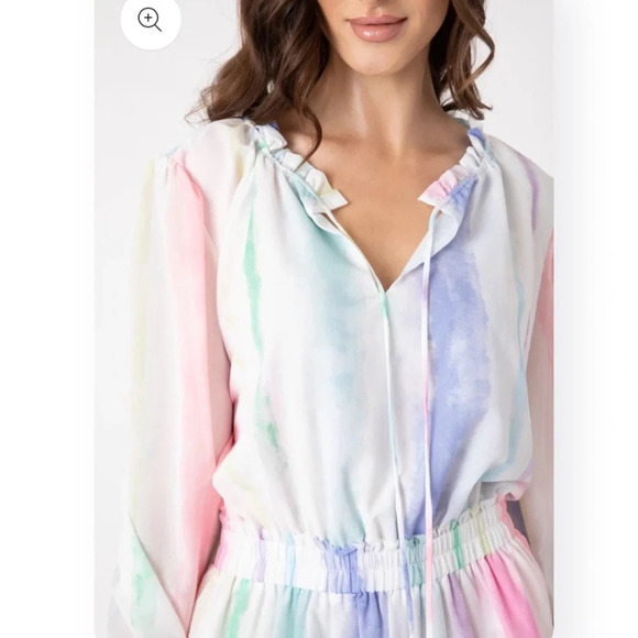 Sincerely Ours Pastel Watercolor Tiered Mini Dress XS from Revolve - Picture 3 of 10